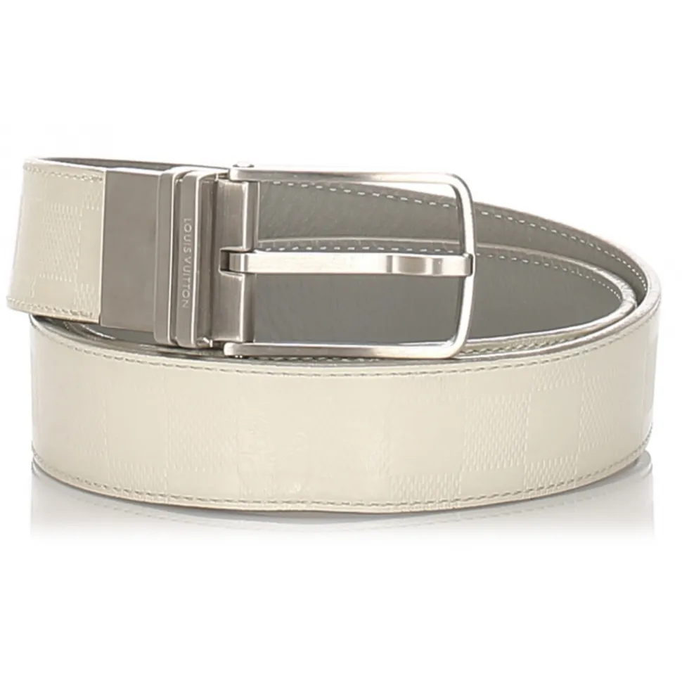 Louis Vuitton Vintage - Damier Infini Belt - White Silver - Leather Belt - Luxury High Quality - Avvenice