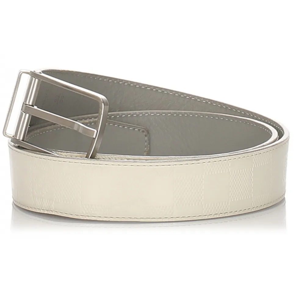 Louis Vuitton Vintage - Damier Infini Belt - White Silver - Leather Belt - Luxury High Quality - Avvenice