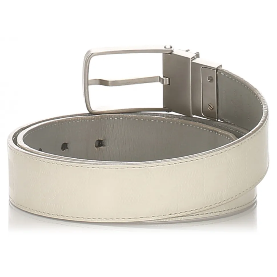 Louis Vuitton Vintage - Damier Infini Belt - White Silver - Leather Belt - Luxury High Quality - Avvenice
