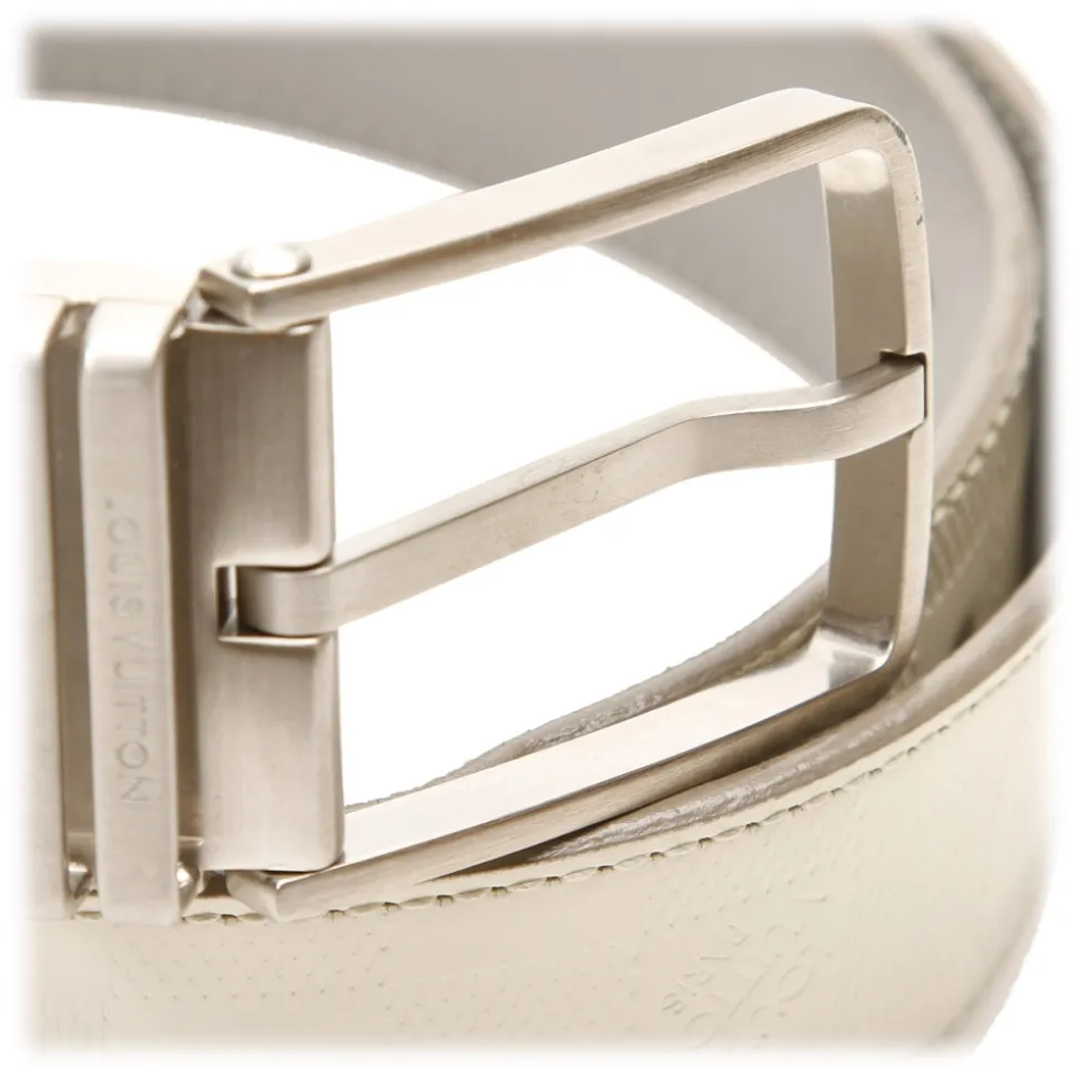 Louis Vuitton Vintage - Damier Infini Belt - White Silver - Leather Belt - Luxury High Quality - Avvenice