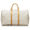 Louis Vuitton Vintage - Damier Azur Keepall 50 Bag - White Ivory Blue - Damier Leather Handbag - Luxury High Quality - Avvenice