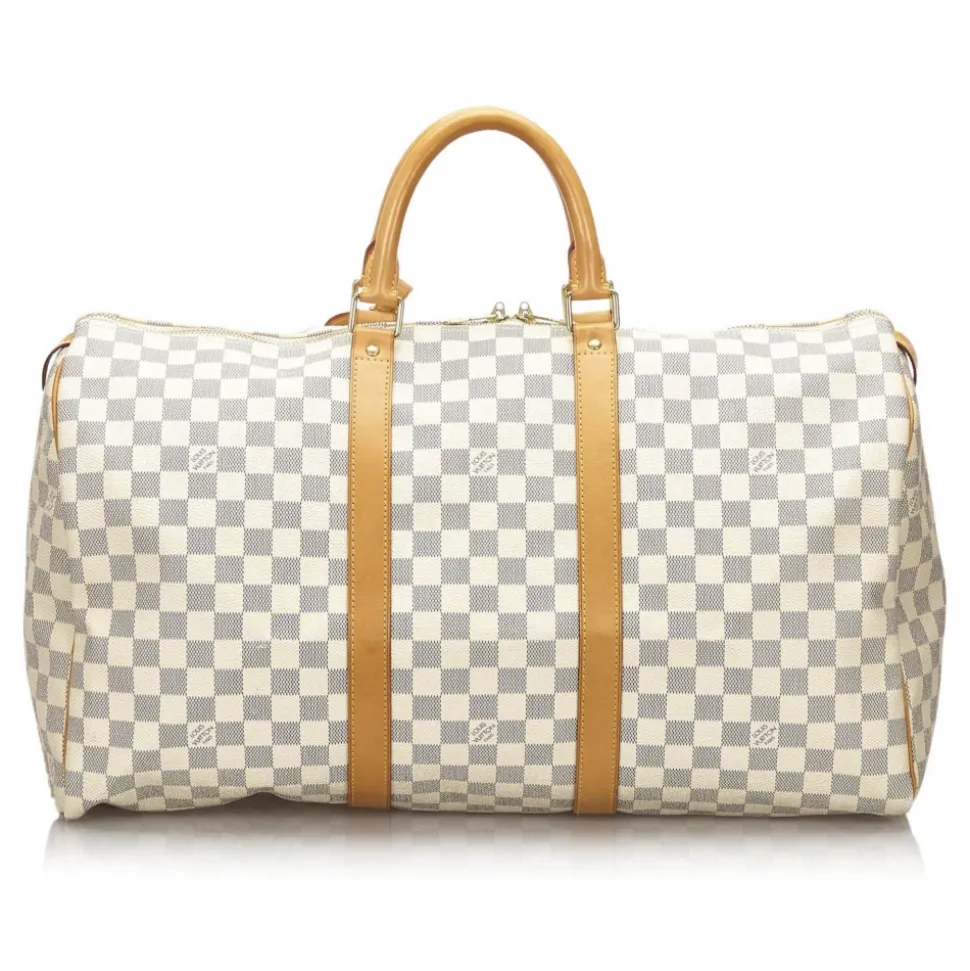 Louis Vuitton Vintage - Damier Azur Keepall 50 Bag - White Ivory Blue - Damier Leather Handbag - Luxury High Quality - Avvenice