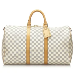 Louis Vuitton Vintage - Damier Azur Keepall 50 Bag - White Ivory Blue - Damier Leather Handbag - Luxury High Quality - Avvenice