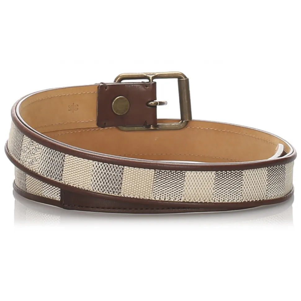 Louis Vuitton Vintage - Damier Azur San Tulle Belt - Blue White - Leather Belt - Luxury High Quality - Avvenice