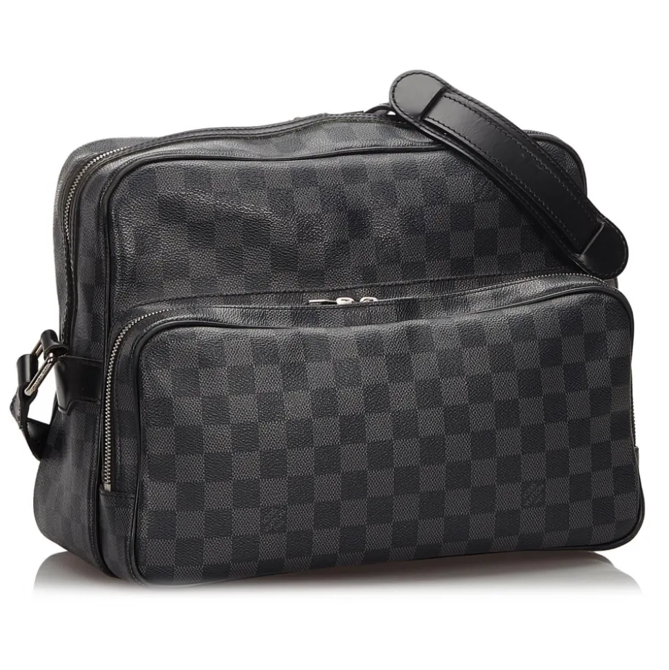 Louis Vuitton Vintage - Damier Graphite Sac Leoh Bag - Black Gray - Damier Canvas and Leather Handbag - Luxury High Quality - Avvenice