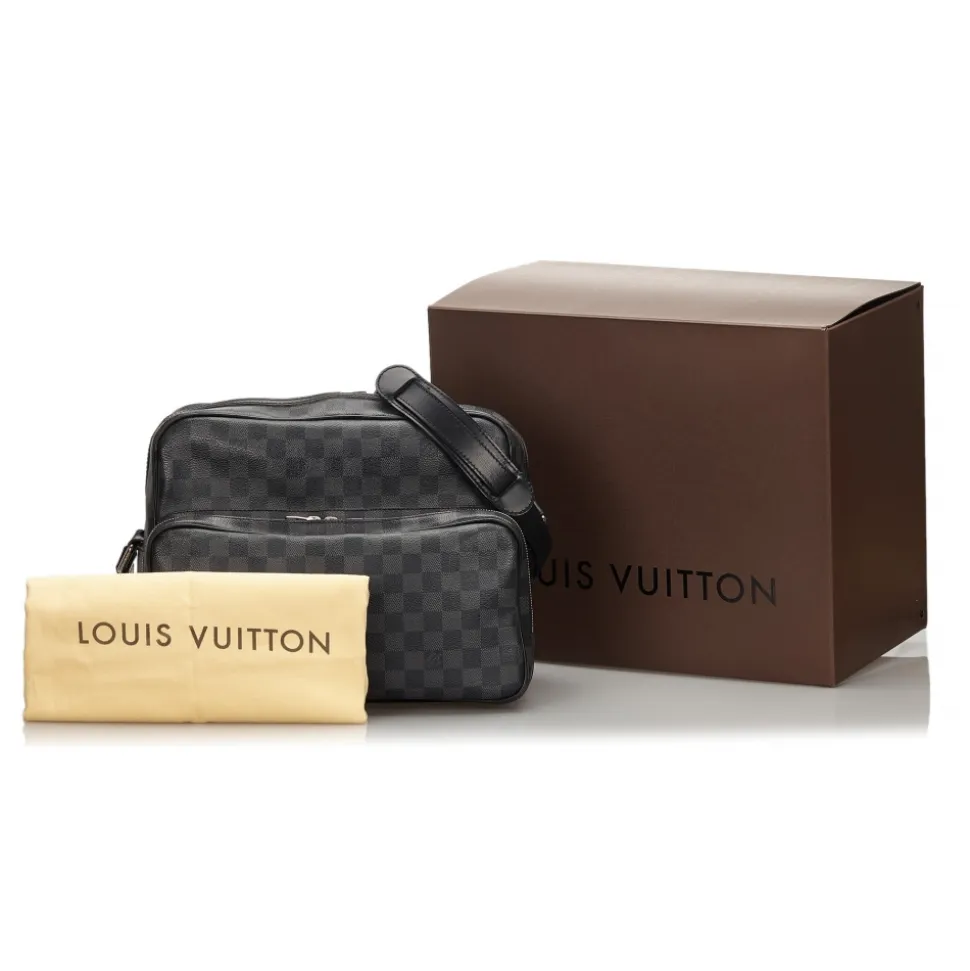 Louis Vuitton Vintage - Damier Graphite Sac Leoh Bag - Black Gray - Damier Canvas and Leather Handbag - Luxury High Quality - Avvenice