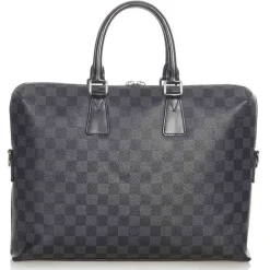 Louis Vuitton Vintage - Damier Graphite Porte Documents Black Gray - Canvas and Calf Leather Business Bag - Luxury High Quality - Avvenice