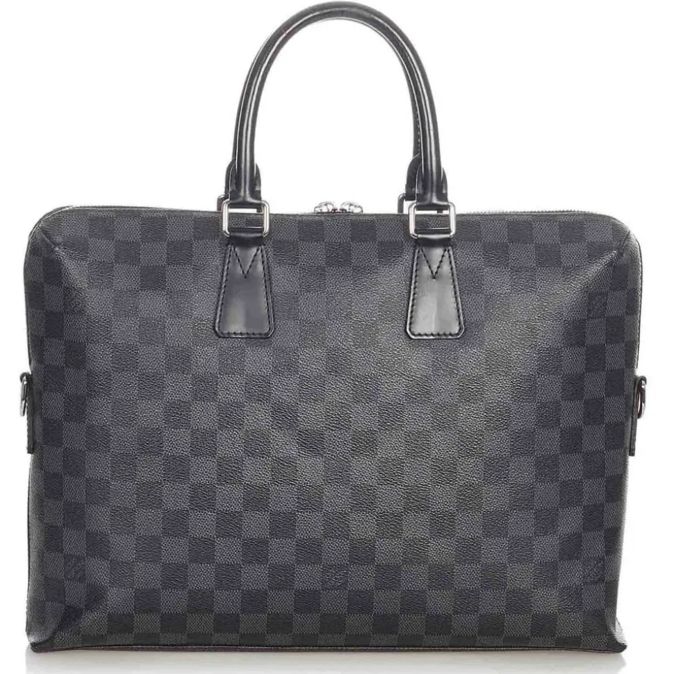 Louis Vuitton Vintage - Damier Graphite Porte Documents Black Gray - Canvas and Calf Leather Business Bag - Luxury High Quality - Avvenice