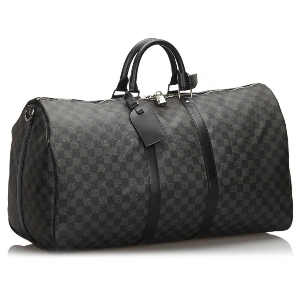 Louis Vuitton Vintage - Damier Graphite Keepall Bandouliere 55 Bag - Black Gray - Leather Handbag - Luxury High Quality - Avvenice