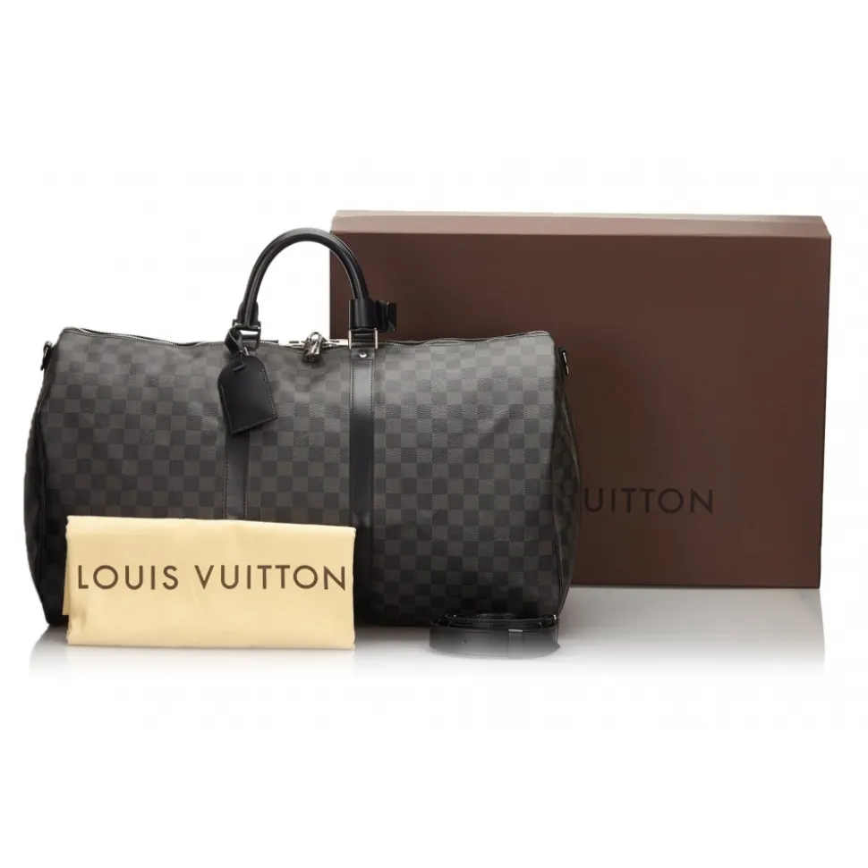 Louis Vuitton Vintage - Damier Graphite Keepall Bandouliere 55 Bag - Black Gray - Leather Handbag - Luxury High Quality - Avvenice