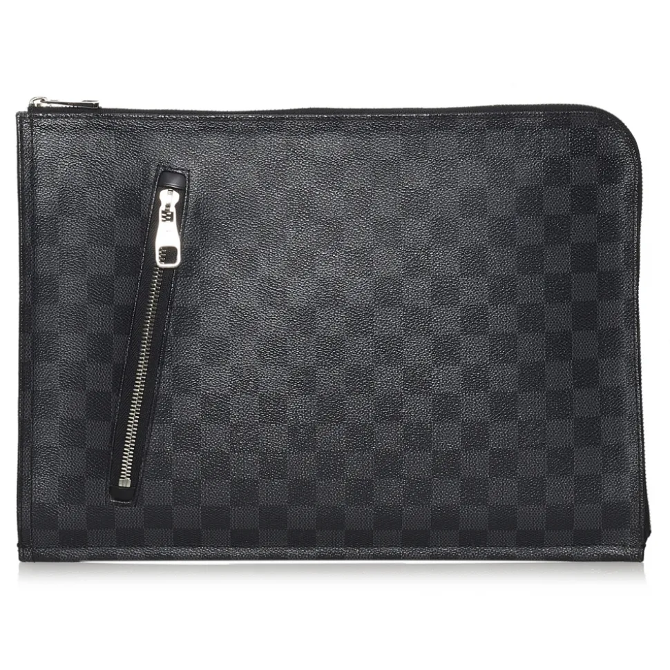 Louis Vuitton Vintage - Damier Graphite Poche Documents - Black Gray - Canvas Handbag - Luxury High Quality - Avvenice
