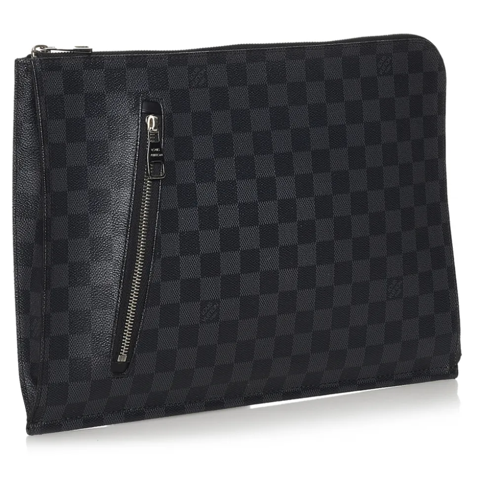 Louis Vuitton Vintage - Damier Graphite Poche Documents - Black Gray - Canvas Handbag - Luxury High Quality - Avvenice