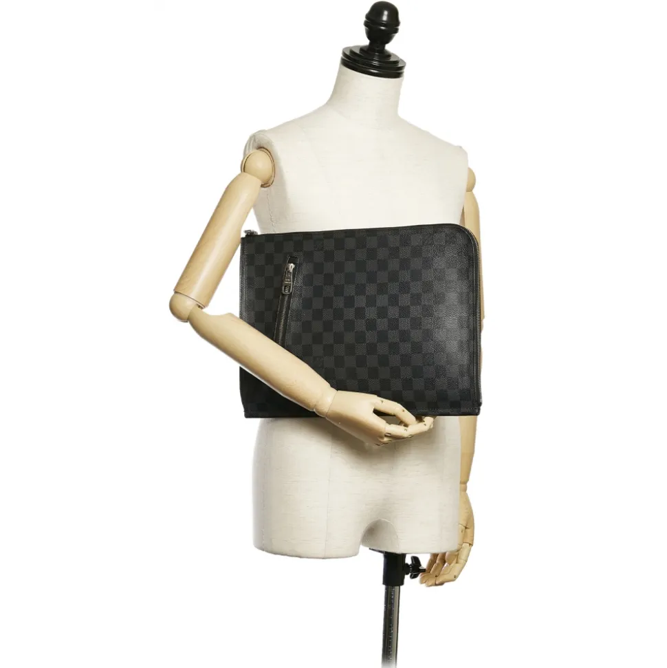 Louis Vuitton Vintage - Damier Graphite Poche Documents - Black Gray - Canvas Handbag - Luxury High Quality - Avvenice