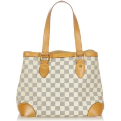 Louis Vuitton Vintage - Damier Hampstead PM White Blue Damier Canvas and Vachetta Leather Shoulder Bag - Luxury High Quality - Avvenice