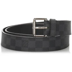 Louis Vuitton Vintage - Damier Graphite City Belt - Black Blue - Leather Belt - Luxury High Quality - Avvenice
