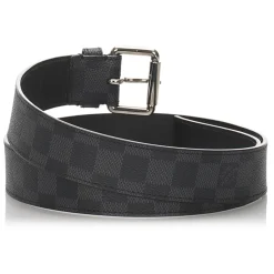 Louis Vuitton Vintage - Damier Graphite City Belt - Black Blue - Leather Belt - Luxury High Quality - Avvenice