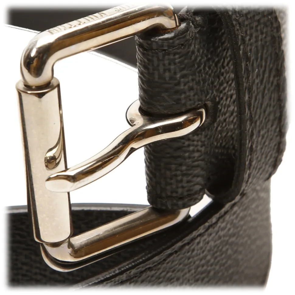 Louis Vuitton Vintage - Damier Graphite City Belt - Black Blue - Leather Belt - Luxury High Quality - Avvenice