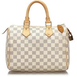 Louis Vuitton Vintage - Damier Azur Speedy 25 Bag - White - Damier Canvas and Vachetta Leather Handbag - Luxury High Quality - Avvenice