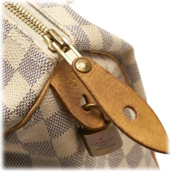 Louis Vuitton Vintage - Damier Azur Speedy 25 Bag - White - Damier Canvas and Vachetta Leather Handbag - Luxury High Quality - Avvenice