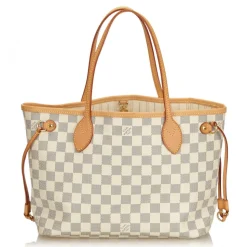 Louis Vuitton Vintage - Damier Azure Neverfull PM Bag - White Ivory Blue - Damier Canvas Leather Handbag - Luxury High Quality - Avvenice