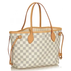 Louis Vuitton Vintage - Damier Azure Neverfull PM Bag - White Ivory Blue - Damier Canvas Leather Handbag - Luxury High Quality - Avvenice