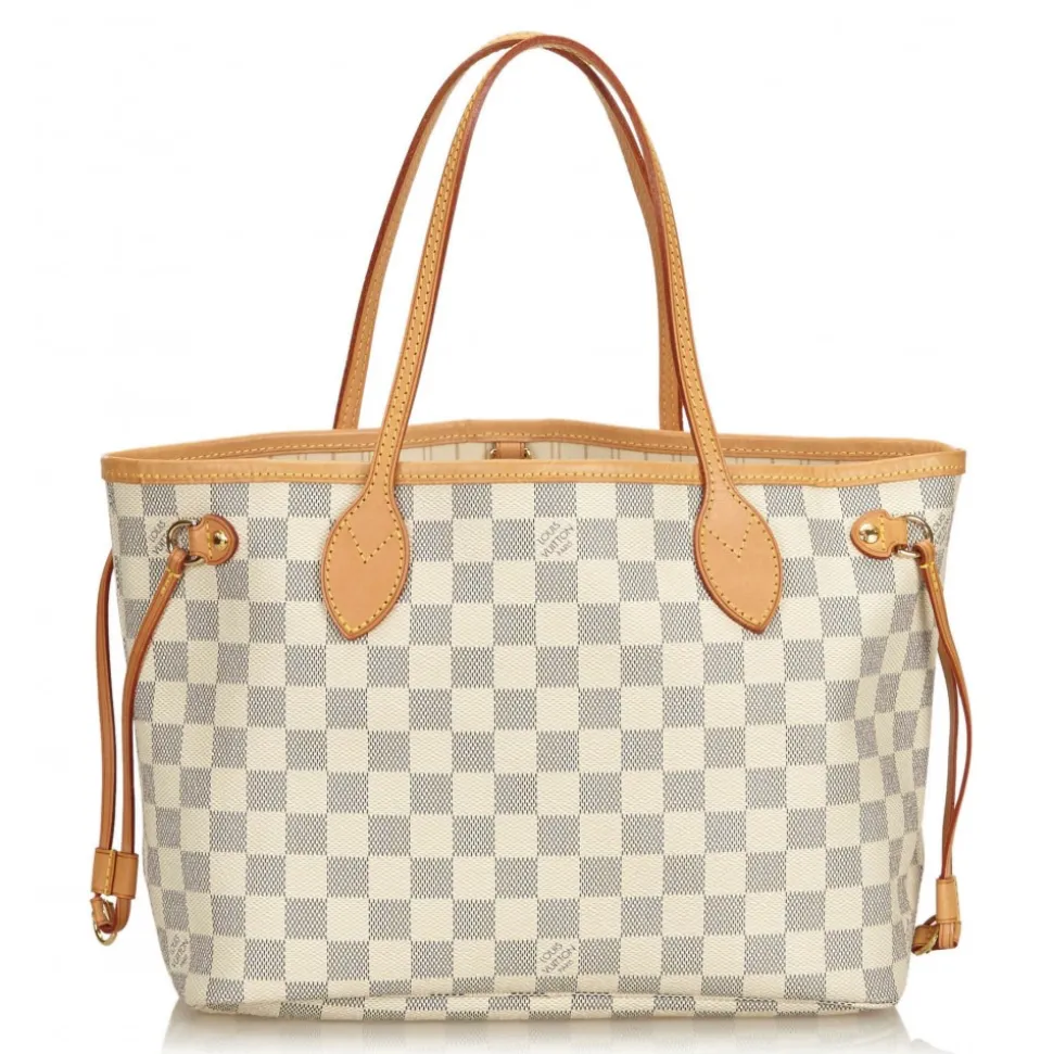 Louis Vuitton Vintage - Damier Azure Neverfull PM Bag - White Ivory Blue - Damier Canvas Leather Handbag - Luxury High Quality - Avvenice