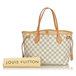 Louis Vuitton Vintage - Damier Azure Neverfull PM Bag - White Ivory Blue - Damier Canvas Leather Handbag - Luxury High Quality - Avvenice