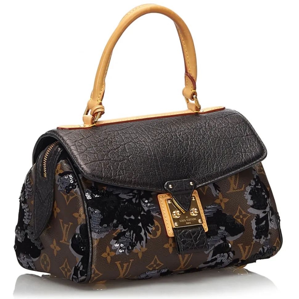 Louis Vuitton Vintage - Fleur de Jais Carrousel Bag - Black Brown - Monogram Canvas and Leather Handbag - Luxury High Quality - Avvenice