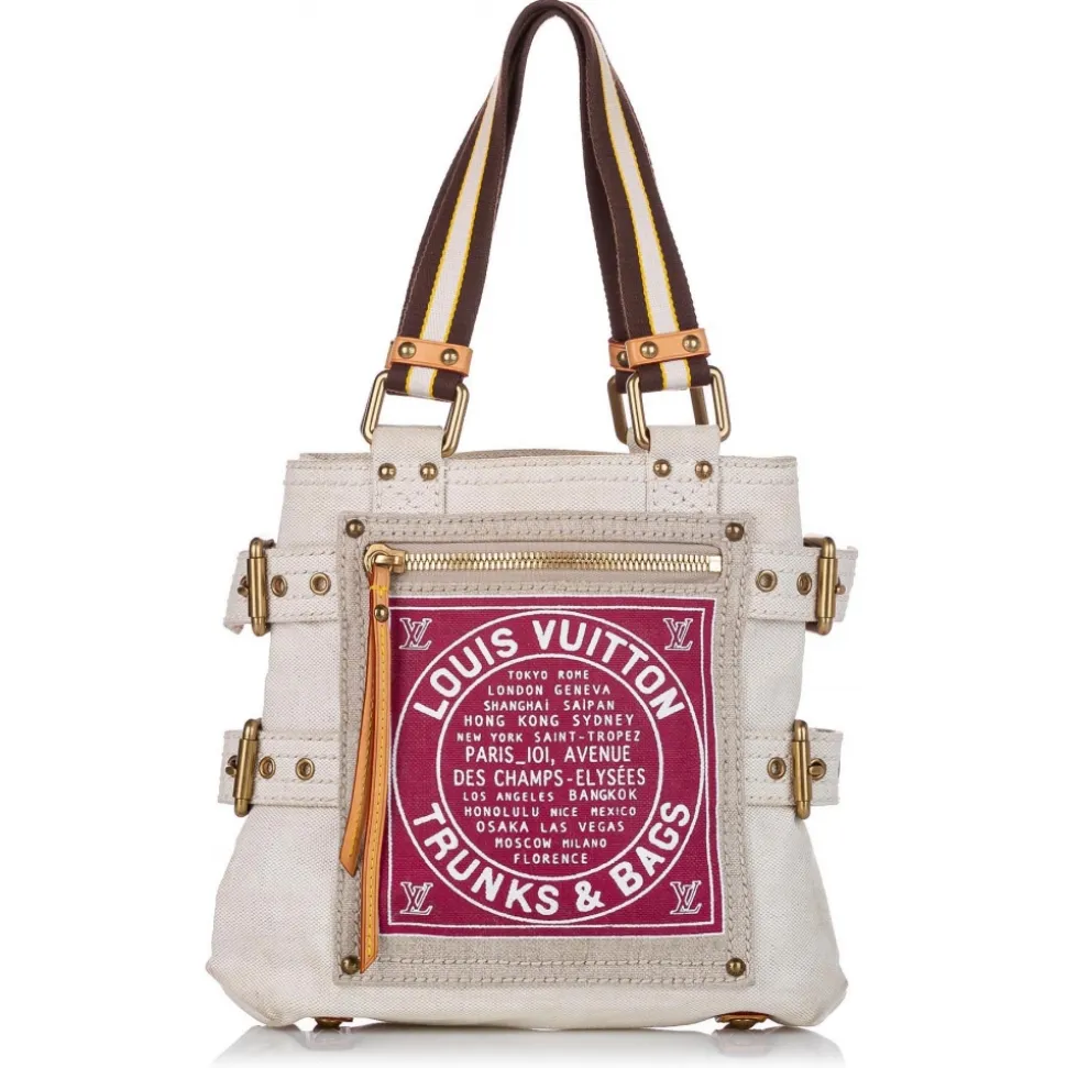 Louis Vuitton Vintage - Globe Shopper Cabas PM - White Pink - Canvas Tote Bag - Luxury High Quality - Avvenice