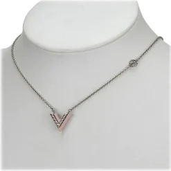 Louis Vuitton Vintage - Lacquer Essential V Necklace - Silver - LV Necklace - Luxury High Quality - Avvenice