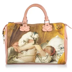 Louis Vuitton Vintage - Masters Speedy 30 Jeff Koons - Brown Beige - Fabric and Calf Handbag - Luxury High Quality - Avvenice