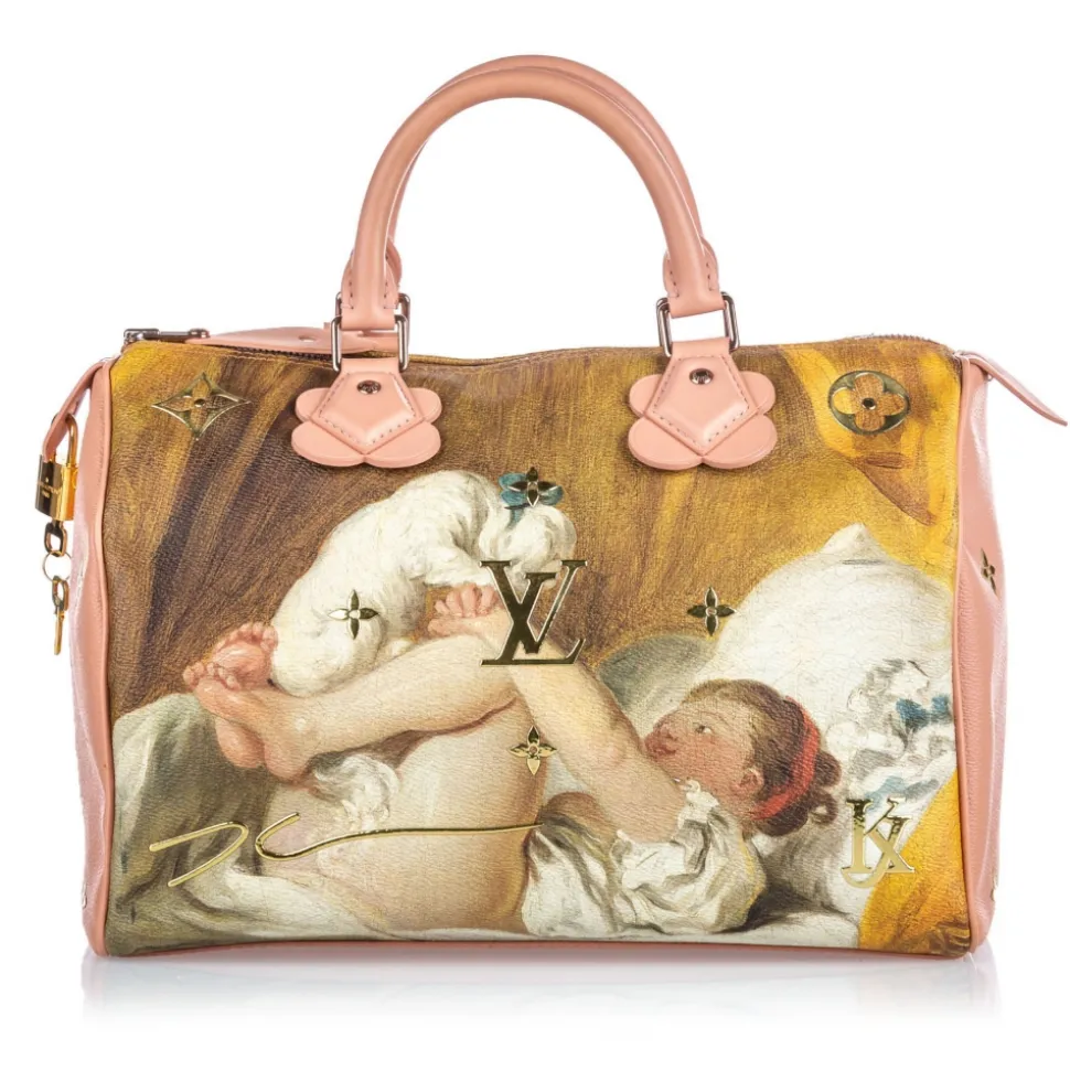 Louis Vuitton Vintage - Masters Speedy 30 Jeff Koons - Brown Beige - Fabric and Calf Handbag - Luxury High Quality - Avvenice
