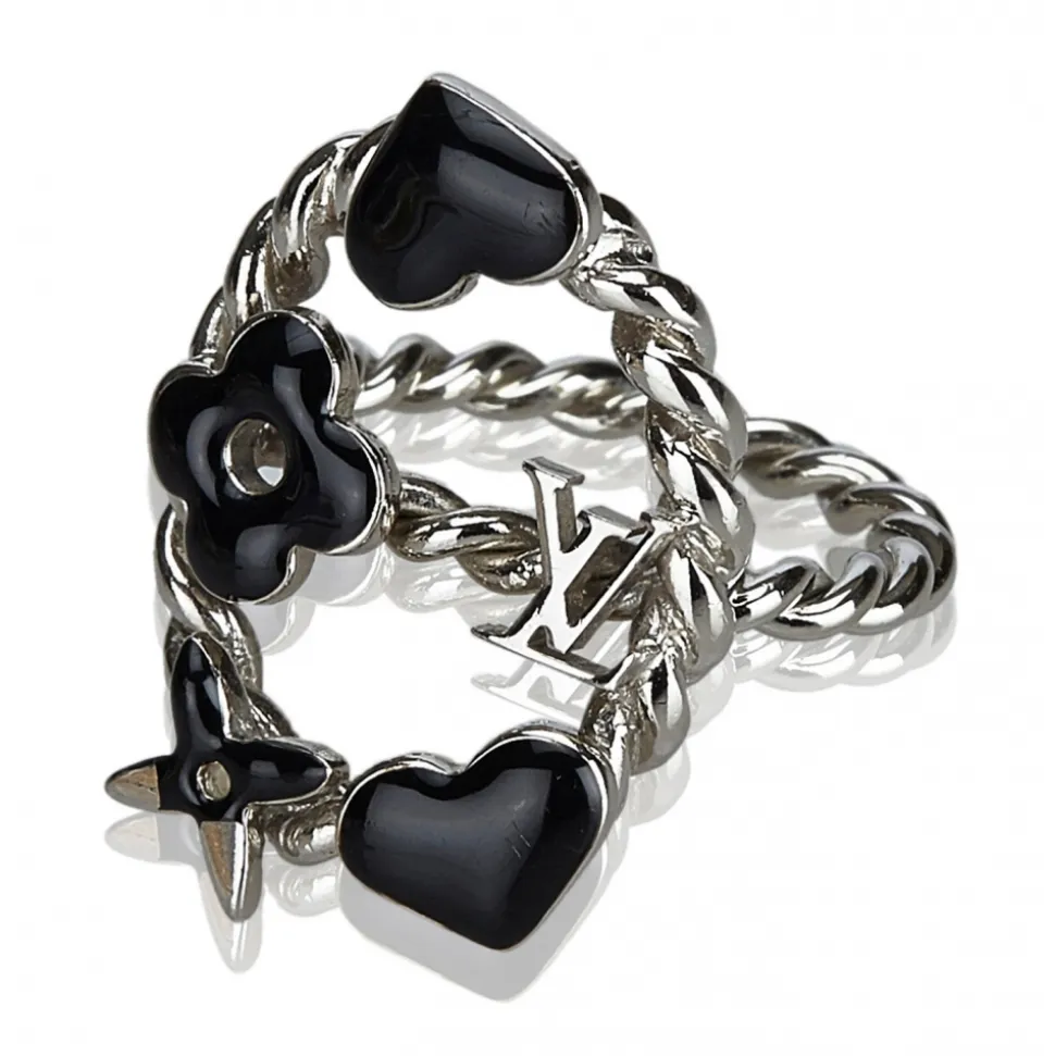 Louis Vuitton Vintage - Metal Bague Sweet Monogram Ring - Silver Black - LV Ring - Luxury High Quality - Avvenice