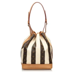 Louis Vuitton Vintage - Monogram Rayures Noe Bag - Brown White - Canvas and Vachetta Leather Handbag - Luxury High Quality - Avvenice