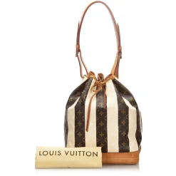 Louis Vuitton Vintage - Monogram Rayures Noe Bag - Brown White - Canvas and Vachetta Leather Handbag - Luxury High Quality - Avvenice