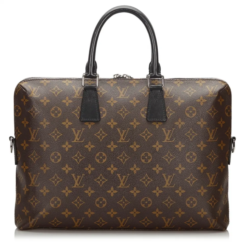 Louis Vuitton Vintage - Monogram Macassar Porte-Documents Jour Bag - Brown - Canvas and Leather Handbag - Luxury High Quality - Avvenice