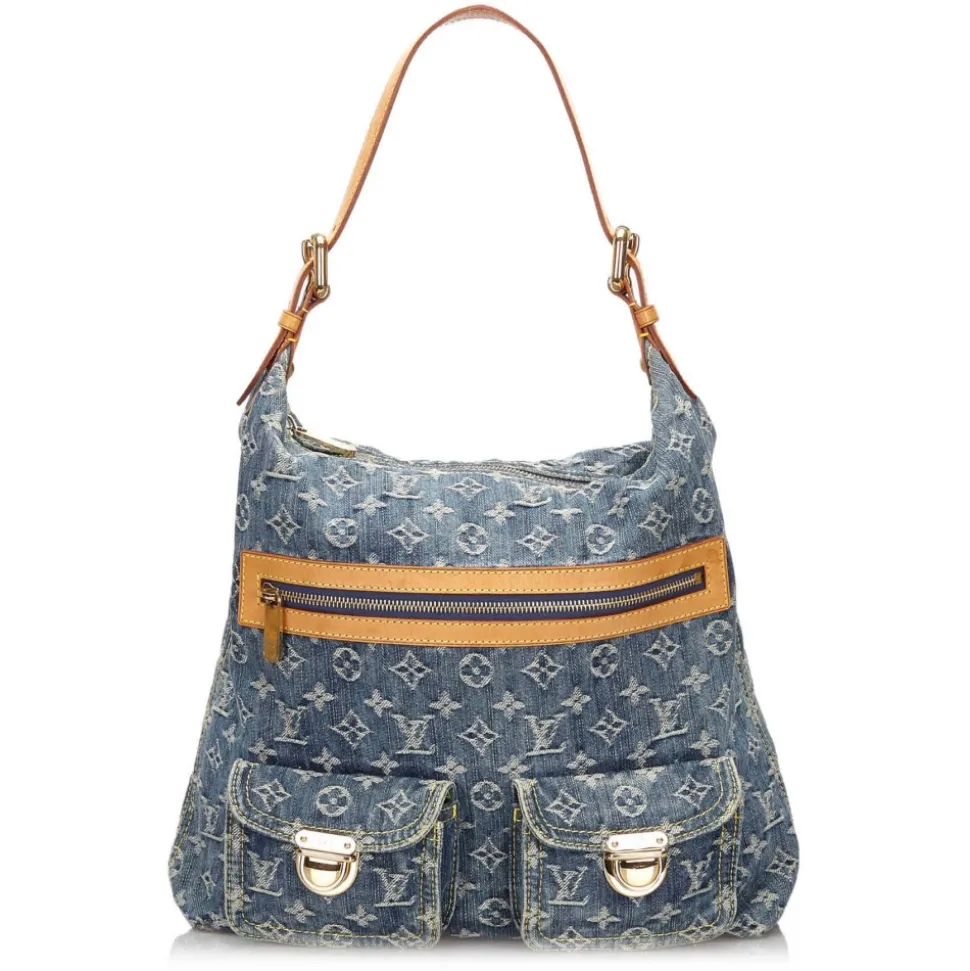 Louis Vuitton Vintage - Monogram Denim Baggy GM Bag - Blue - Denim and Vachetta Leather Handbag - Luxury High Quality - Avvenice