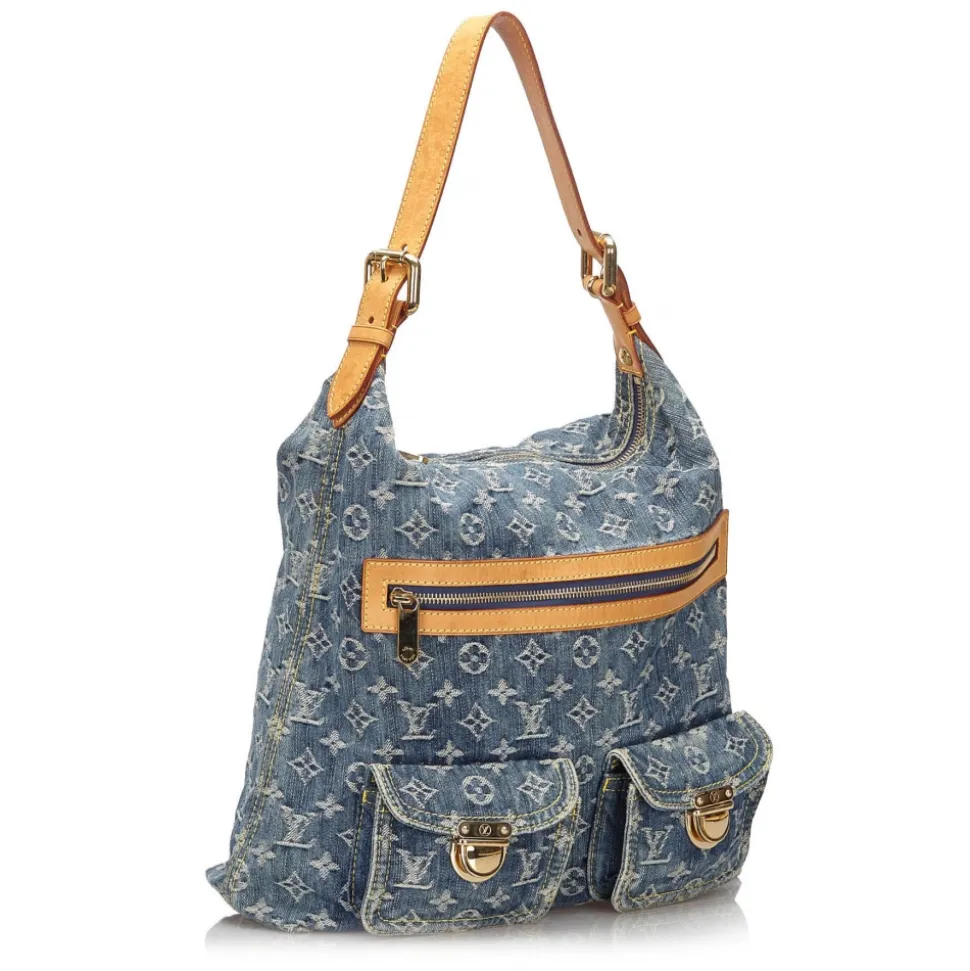Louis Vuitton Vintage - Monogram Denim Baggy GM Bag - Blue - Denim and Vachetta Leather Handbag - Luxury High Quality - Avvenice