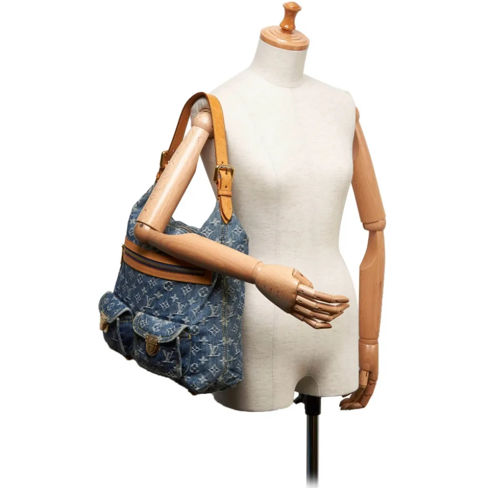 Louis Vuitton Vintage - Monogram Denim Baggy GM Bag - Blue - Denim and Vachetta Leather Handbag - Luxury High Quality - Avvenice