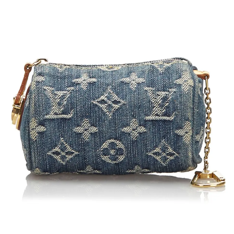 Louis Vuitton Vintage - Monogram Denim Trousse Speedy PM Bag - Denim - Leather Trousse - Luxury High Quality - Avvenice