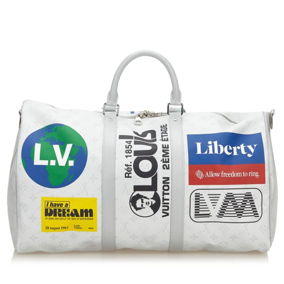 Louis Vuitton Vintage - Monogram Antartica Keepall Bandouliere Logo Story 50 Bag - White - Leather Handbag - Luxury High Quality - Avvenice