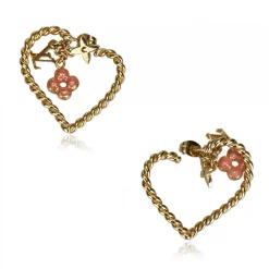 Louis Vuitton Vintage - Sweet Monogram in My Heart Hoop Earrings - Gold Pink - LV Earrings - Luxury High Quality - Avvenice