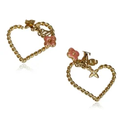 Louis Vuitton Vintage - Sweet Monogram in My Heart Hoop Earrings - Gold Pink - LV Earrings - Luxury High Quality - Avvenice