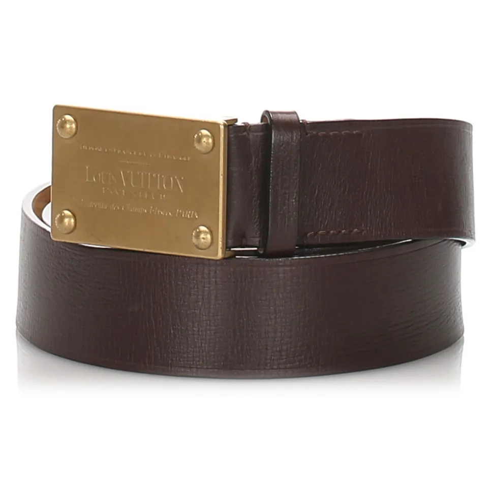 Louis Vuitton Vintage - Utah Inventeur Belt - Black Gold - Leather Belt - Luxury High Quality - Avvenice
