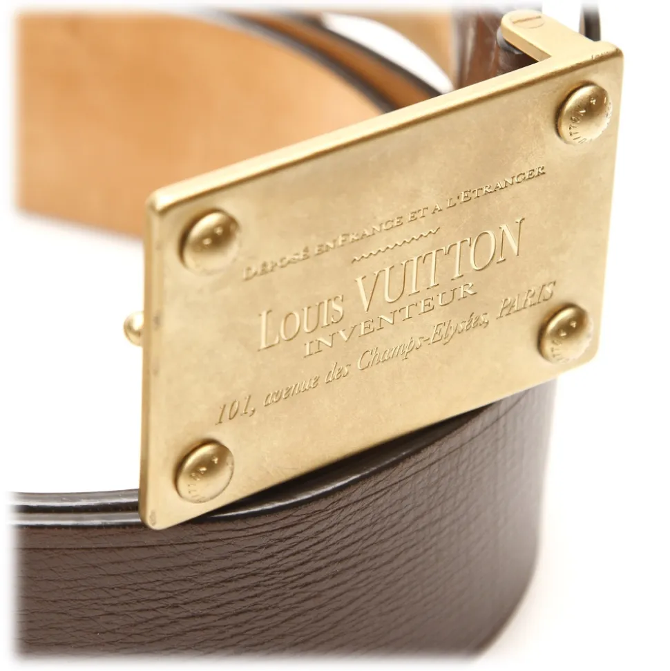 Louis Vuitton Vintage - Utah Inventeur Belt - Black Gold - Leather Belt - Luxury High Quality - Avvenice