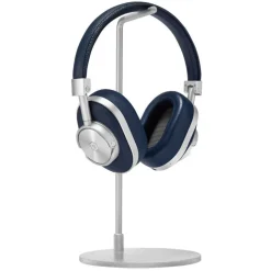 Master & Dynamic - MW60 - Halliburton Case - Silver Metal / Navy Leather - Premium High Quality Wireless Over-Ear Headphones - Avvenice