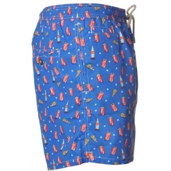 MC2 Saint Barth - Boxer Swimsuit in CocaCola and Pizza Pattern - Blue - Luxury Exclusive Collection - Avvenice