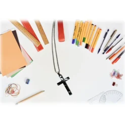 Mikol Marmi - Black Marquina Gemstone Marble Necklace - Cross Necklace - Real Marble - Mikol Marmi Collection - Avvenice