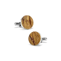 Mikol Marmi - Desert Sand Round Marble Cuff Links - Real Marble - Mikol Marmi Collection - Avvenice