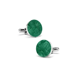 Mikol Marmi - Emerald Green Round Marble Cuff Links - Real Marble - Mikol Marmi Collection - Avvenice